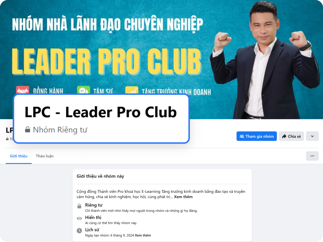 Được tham gia vào Group Cộng đồng LPC - LEADER PRO CLUB